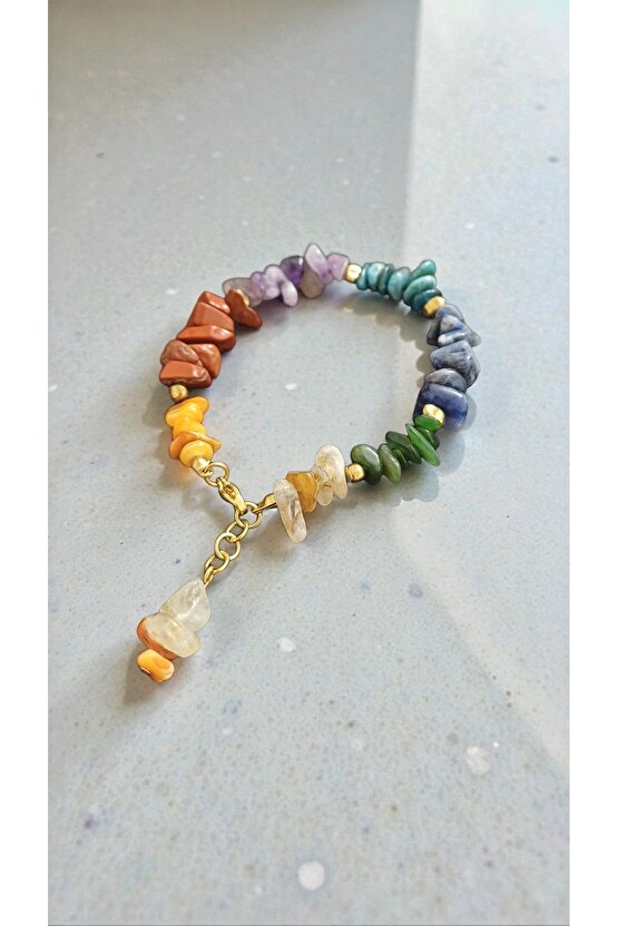 Doğal Taş Çakra Bileklik Celik Aparat