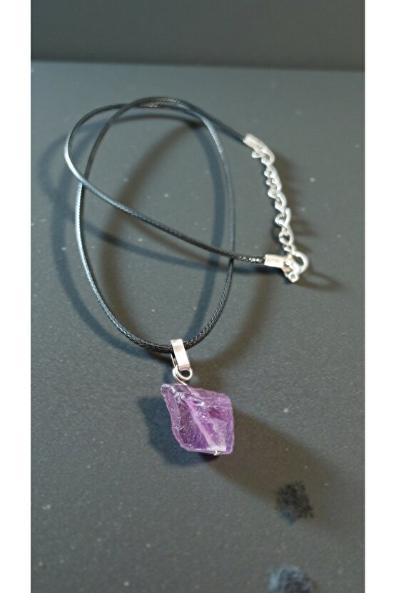 Doğal Tas Kolye Celik Zincir Sitrin Ametist Akik Turmalin