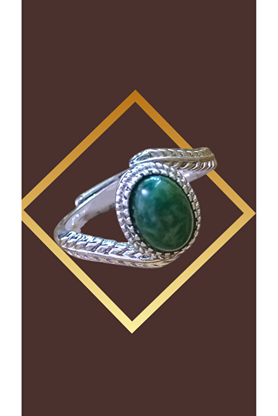 Doğal Taşlı Çelik Yüzük Ayarlanabilir Ebat