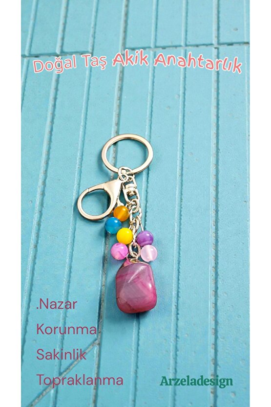 Doğal Taş Akik Anahtarlik Nazara Karşı Koruma ve Topraklanma Taşı