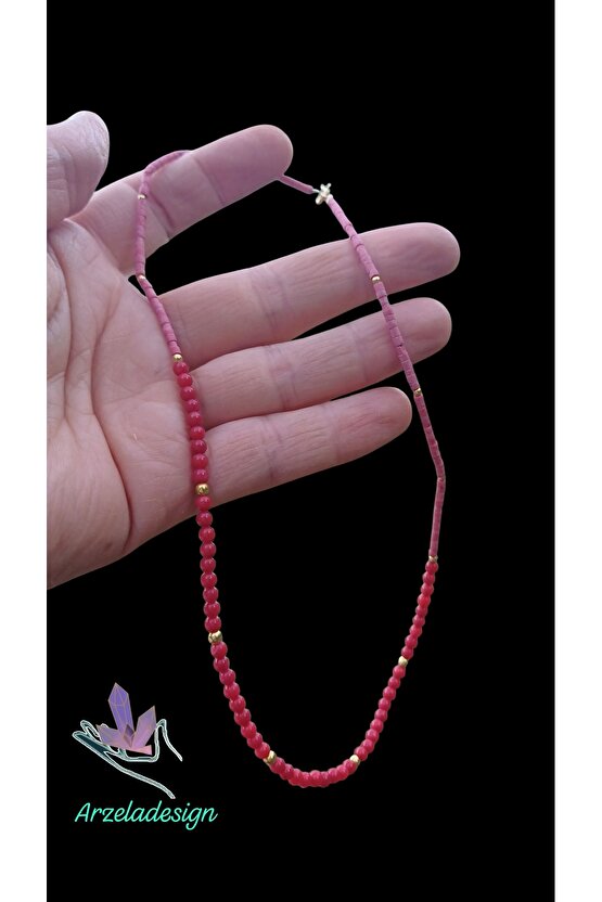 Doğal Taş MERCAN & GÜMÜŞ KOLYE 4mm 2 mm