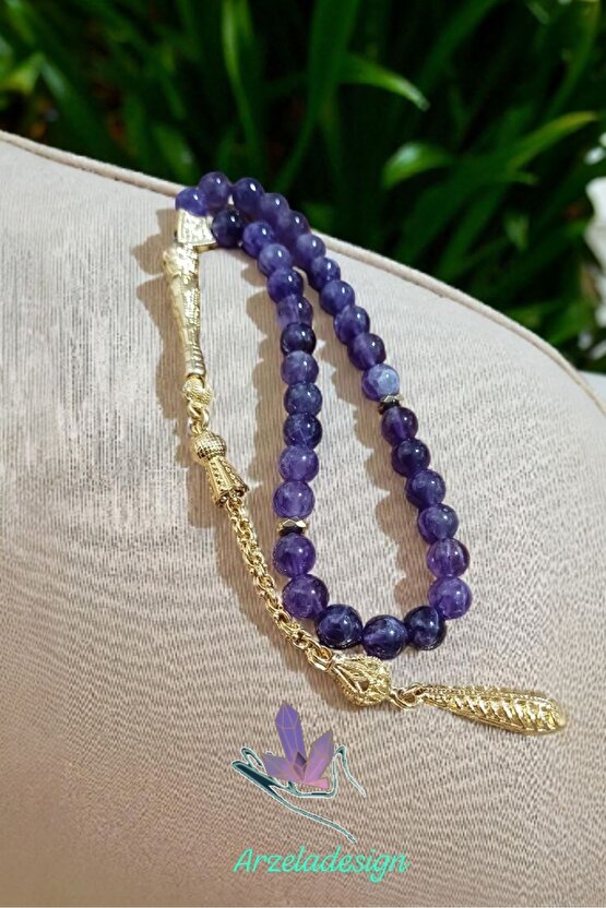 Doğal Taş AMETİST ERKEK TESBİH 33 LÜ 7mm taş