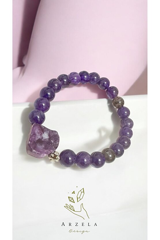 Doğal Taş AMETIST VE LEPİDOLİT BILEKLIK 6mm