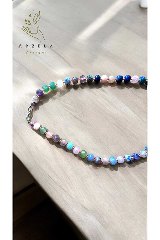 Doğal Taş Fasetli Kristal Kolye