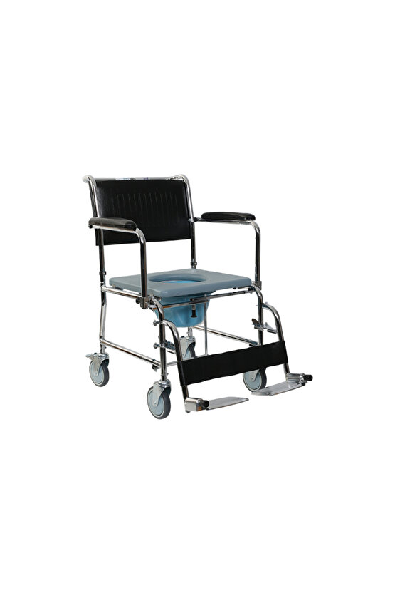 Hareketli Kolçaklar Çıkartılabilen Ayaklıklar Tekerlekli Klozetli Banyo Tekerlekli Sandalyesi