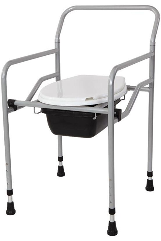 Tekerlekli Katlanabilir Yükseklik Ayarlı Hasta Tuvalet Ve Banyo Sandalyesi Komot