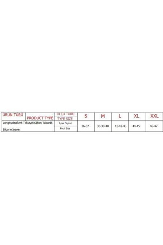 Ortopedik Silikon Tabanlık Longitudinal Ark Takviyeli Destekli -