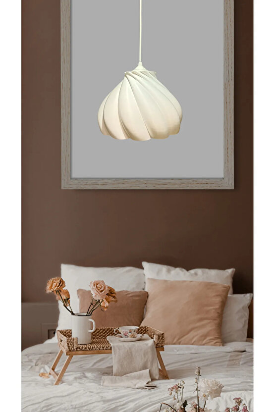 Pumpkin Tekli Avize Yatak Odası, Mutfak, Oturma Odası Beyaz Tasarım Tekli Sarkıt Avize (PLASTİK)