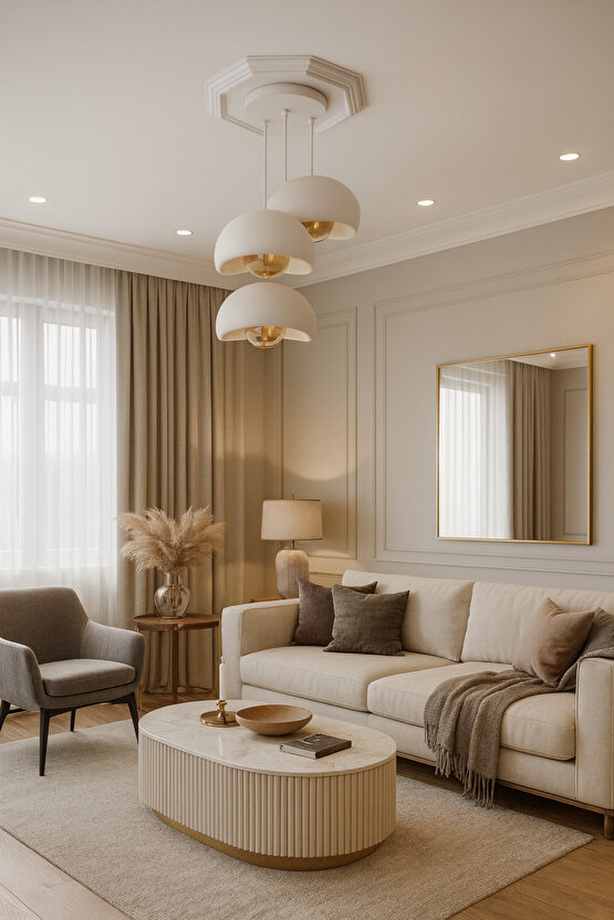 Beton Görünüm 3 Lü Sarkıt Avize Bohem Modern Rustik (E27 Ampul Hediyedir.)