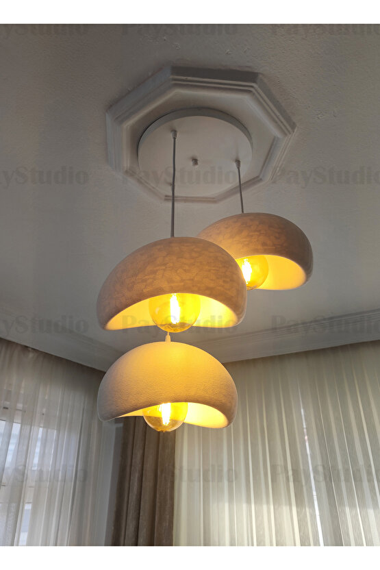 Beton Görünüm 3 Lü Sarkıt Avize Bohem Modern Rustik (E27 Ampul Hediyedir.)