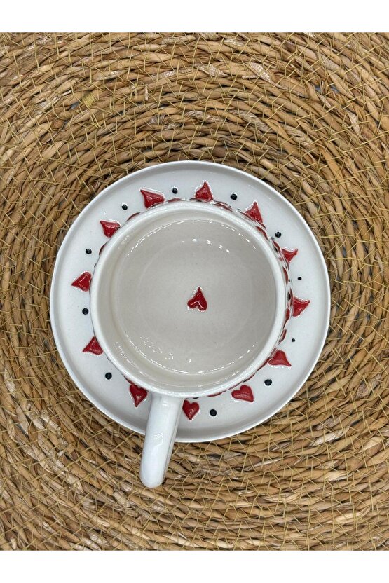 Seramik El Yapımı Altlıklı Kupa Fincan Seti