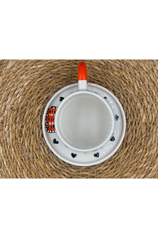 Seramik El Yapımı Altlıklı Kupa Fincan Seti