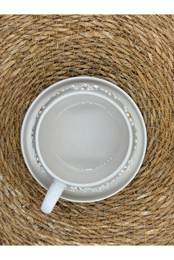 Seramik El Yapımı Altlıklı Kupa Fincan Seti