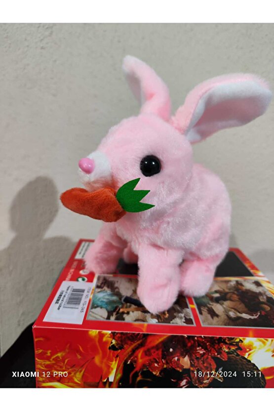 Tivens Elektronik Pilli Sesli Zıplayan Hareketli Havuçlu Peluş Tavşan 18x17 Cm kaliteli ürün