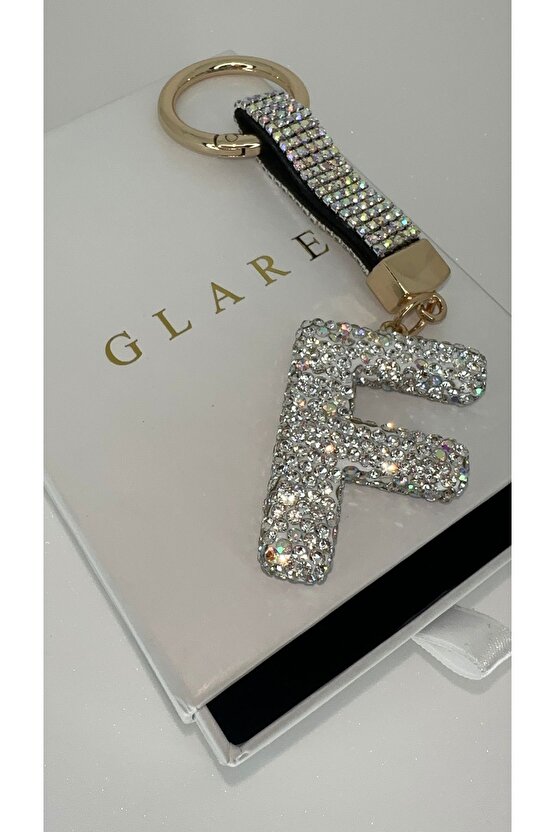 Zirkon Taşlı Simli Lüks F Harf Anahtarlık