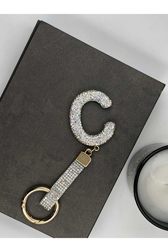 Zirkon Taşlı Charmlı Harf Anahtarlık