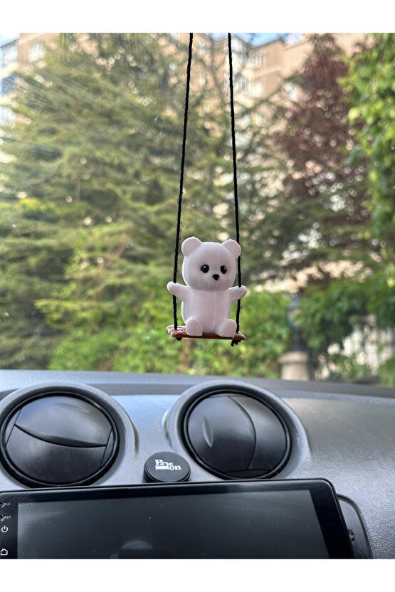 Salıncaklı Ayıcık Araba Dikiz Ayna Süsü - Otomobil Aksesuarları -araba Süsü