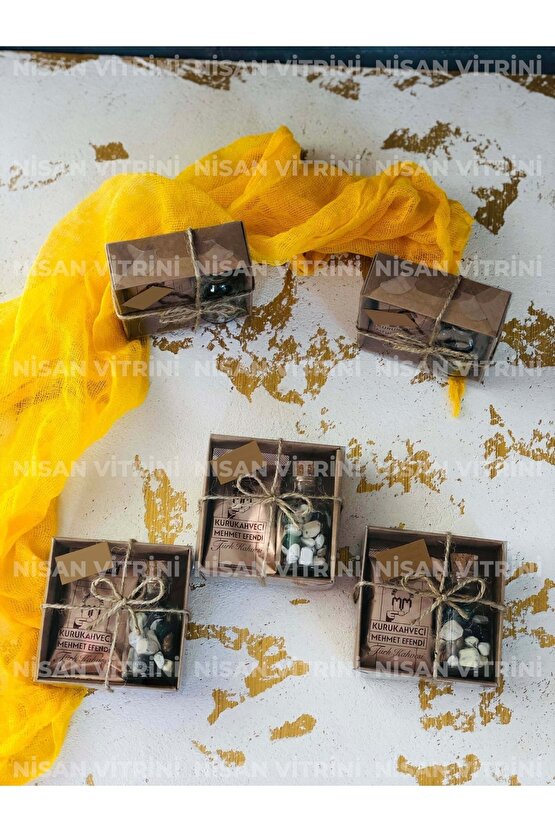 10 Ad Mehmet Efendi Kahveli Çakıl Taşı Çikolata Kahve Kutusu Kına Söz Nişan Nikah Hediyelik