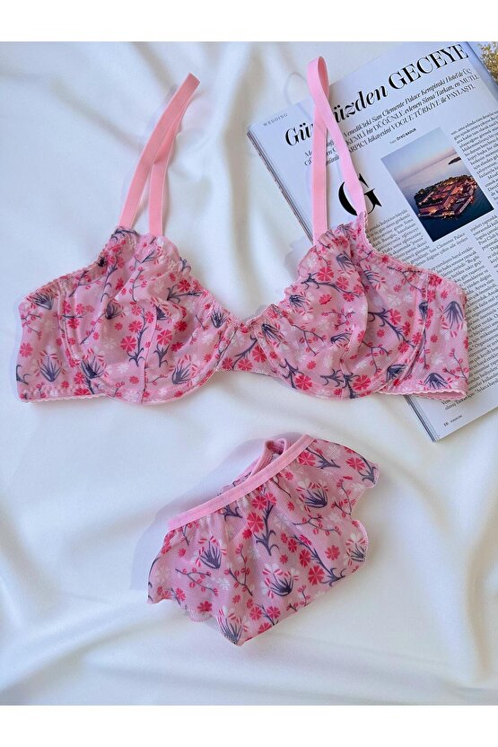 Flower Dream Tül Fırfırlı Bralet Sütyen Takımı