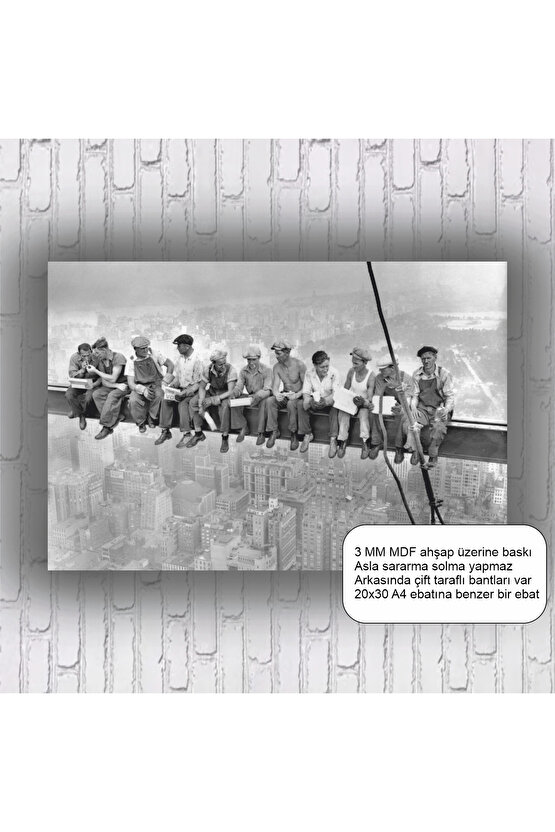 gökdelen işçileri new york ev dekorasyon mdf tablo retro ahşap poster