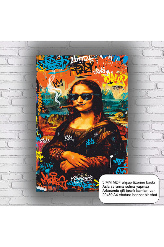 komik eğlenceli pop art mona lisa tablosu mdf tablo retro ahşap poster