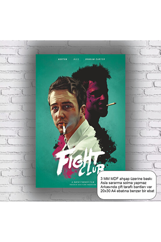 fight club sinema film illüstrasyonu ev dekorasyon mdf tablo retro ahşap poster