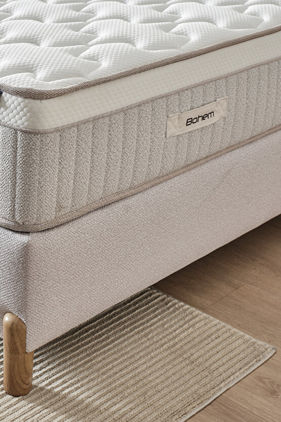 Bohem Plus Çift Kişilik Konfor Seti – Pocket Yaylı Yatak + Sandıklı Baza + Başlık