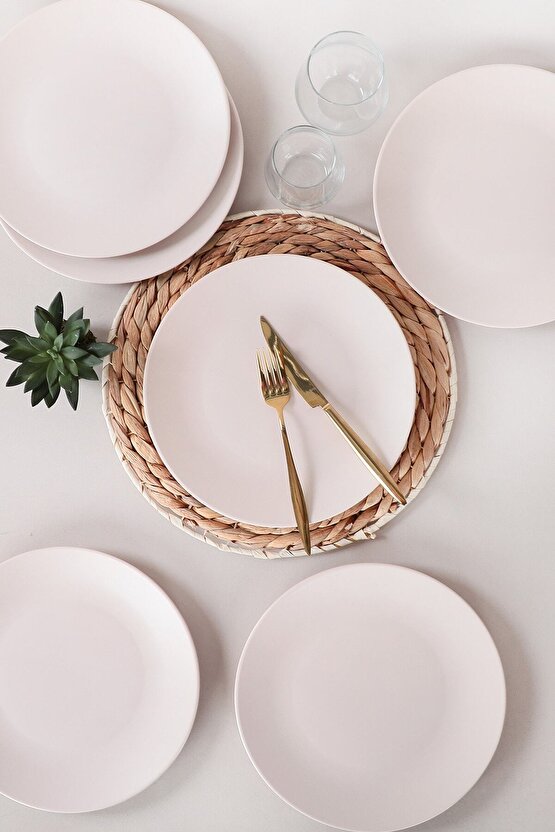 Mat Kırık Beyaz Ege Servis Tabağı 25 Cm 6 Adet