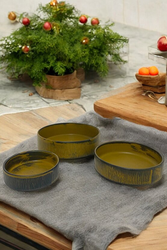 Wavy 3lü 21-17-13cm Porselen Kase