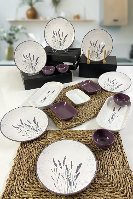 Lavanta 15 Parça 6 Kişilik Kahvaltı Takımı