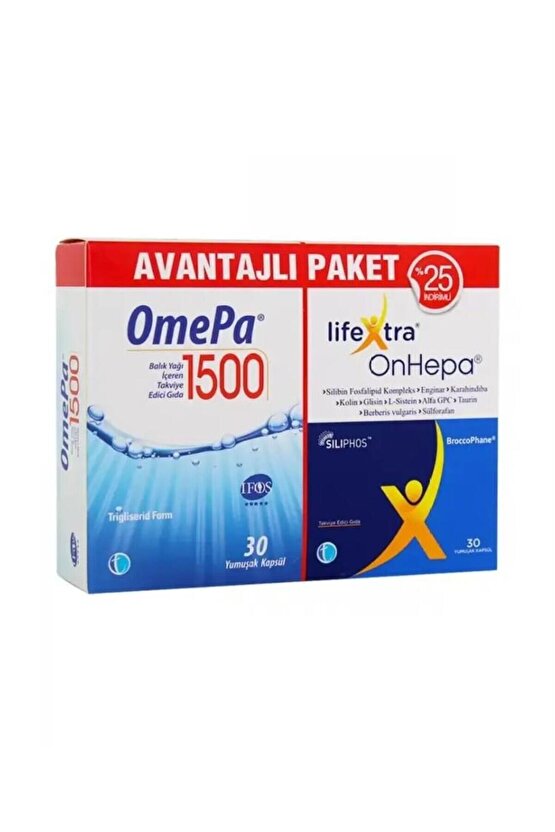 Omepa 1500 30 Kapsül + Lifextra Onhepa 30 Kapsül - Avantajlı Paket