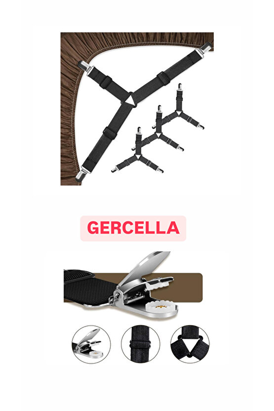 Elastik Üçgen Çarşaf Ve Örtü Gerdiricisi ve çarşaf tutucuısu Kısa Tip Siyah