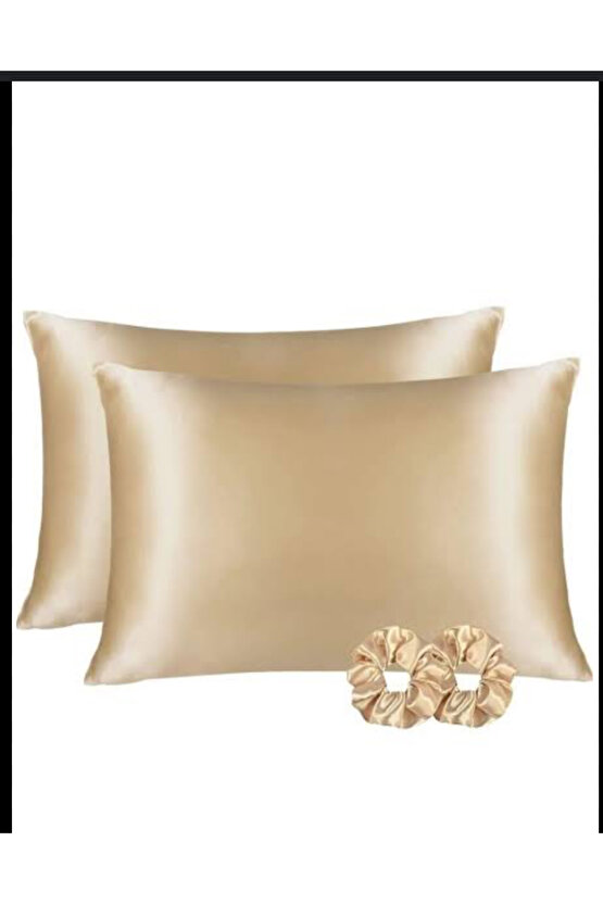 Nadide Ipek Saten Luxury Güzellik 2 Adet Gold Yastık Kılıfı(50x70cm ) Beauty Pillow Case Ev Tekstili