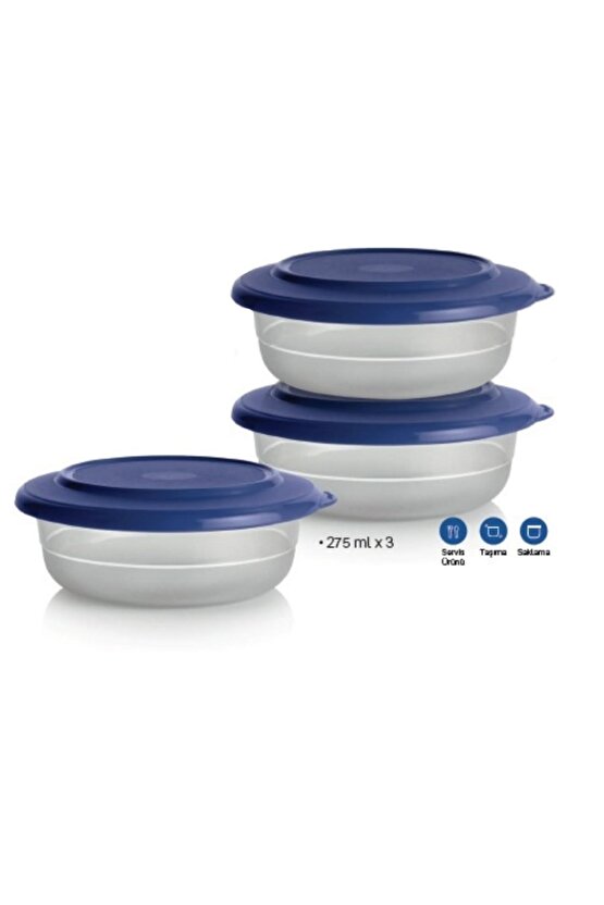 Kristalin Kase 3lü 275 Ml Kahvaltılık Saklama Kabı