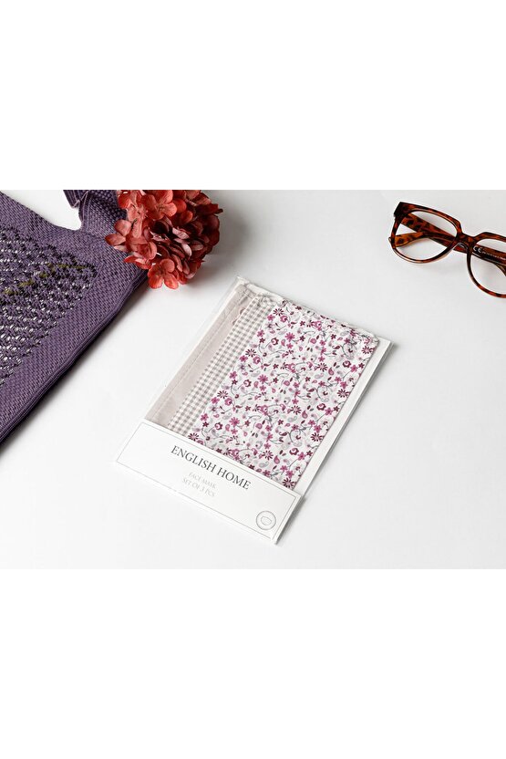 Vıntage Pamuk Maske 9,5x18 Cm Mor-gri