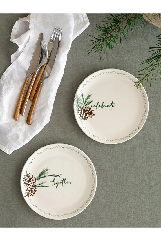 Çiçek Desenli Seramik Pasta Tabağı 4lü 19 Cm