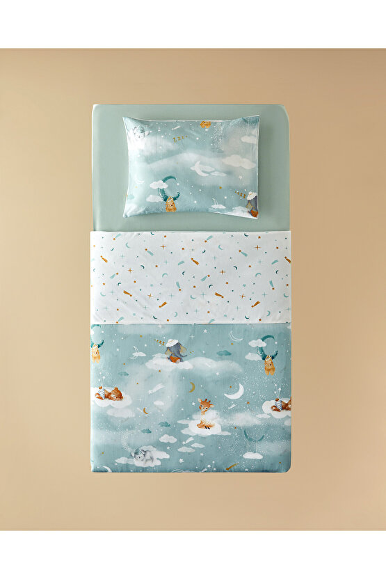 Funny Animals Pamuklu Bebe Nevresim Takımı Yeşil