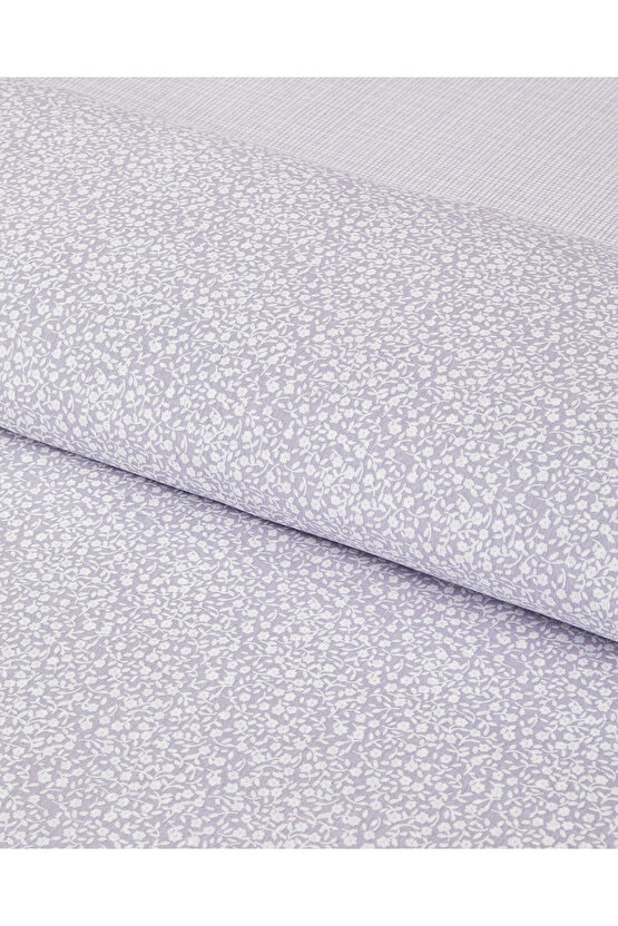Lush Blooms Kolay Ütülenir Tek Kişilik Nevresim Takımı 160x220 cm Lila-Yeşil
