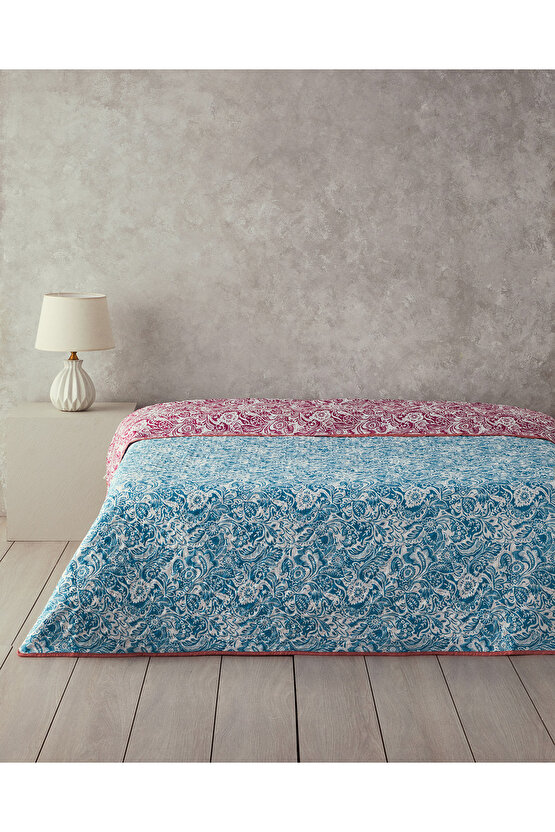 Folk Art Tek Kişilik Çok Amaçlı Örtü Koyu Pembe