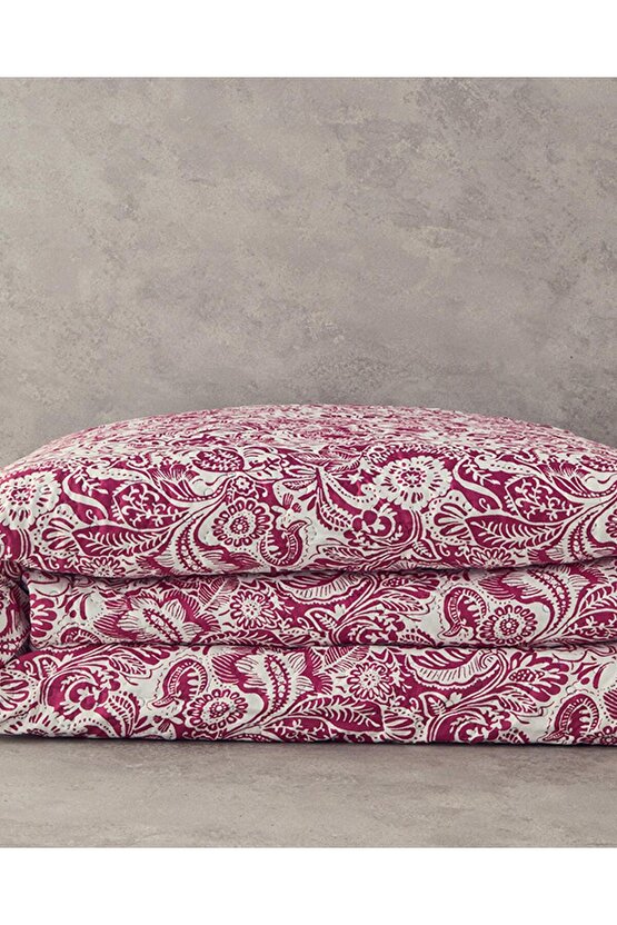 Folk Art King Size Çok Amaçlı Örtü Koyu Pembe