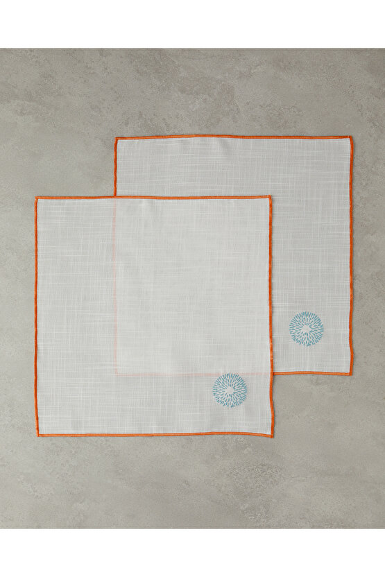 Coachella Splash Polyester 2li Misafir Peçetesi 40x40 Krem-Turuncu