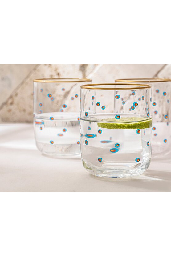 Cam 3lü Meşrubat Bardağı 270 Ml Yeşil-mavi