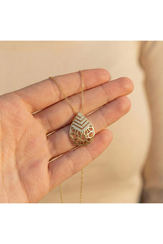 Osmanlı Motif Su Damlası Kolye