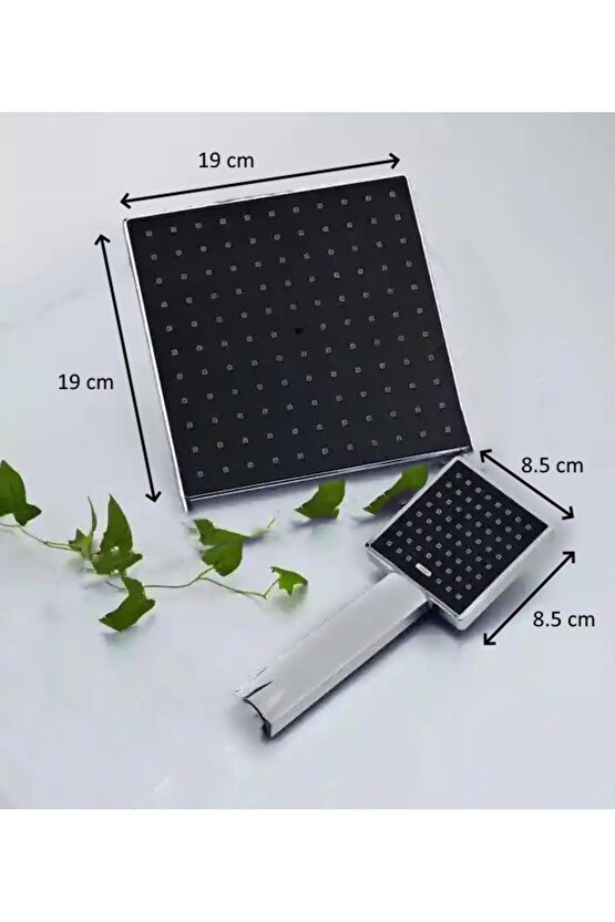 Siyah Krom Tepe Duş Başlığı ve El Duş Başlığı Seti