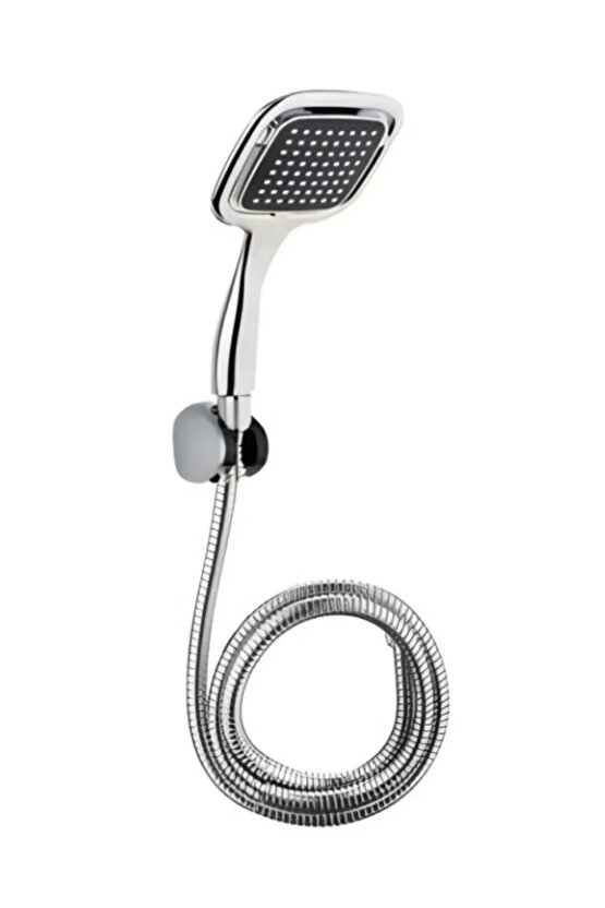 Kare Duş Seti 3’lü – Duş Başlığı, Hortum ve Montaj Aparatı | Kolay Kurulum & Paslanmaz