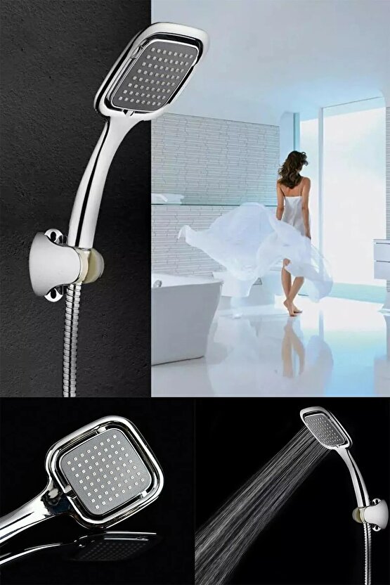 Kare Duş Seti 3’lü – Duş Başlığı, Hortum ve Montaj Aparatı | Kolay Kurulum & Paslanmaz