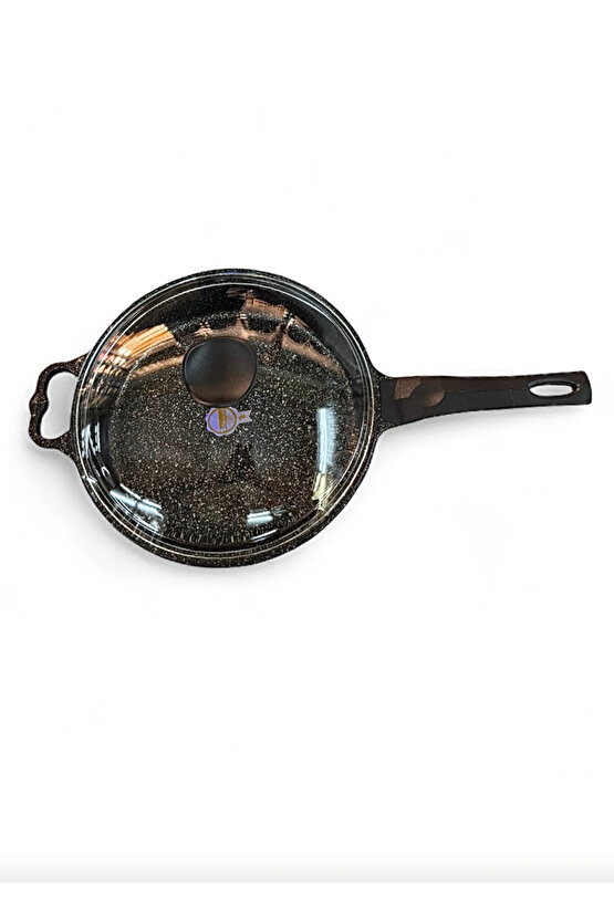 Döküm Granit Cam Kapaklı Tava