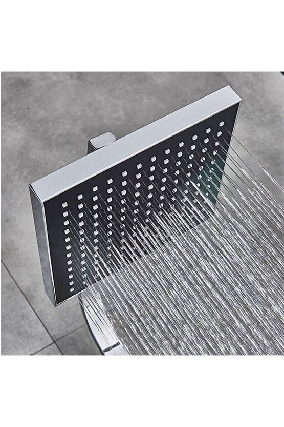 Duş Başlığı Kare Tasarım Tepeleme ve El Duş Başlığı Krom Banyo Duş Seti