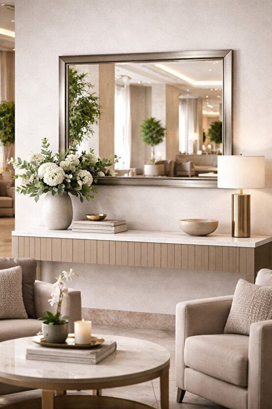 Gümüş Gri Çerçeveli Duvar Aynası & Boy Aynası-Özel Ölçü Seçenekleri-3cm Çerçeve Genişliği