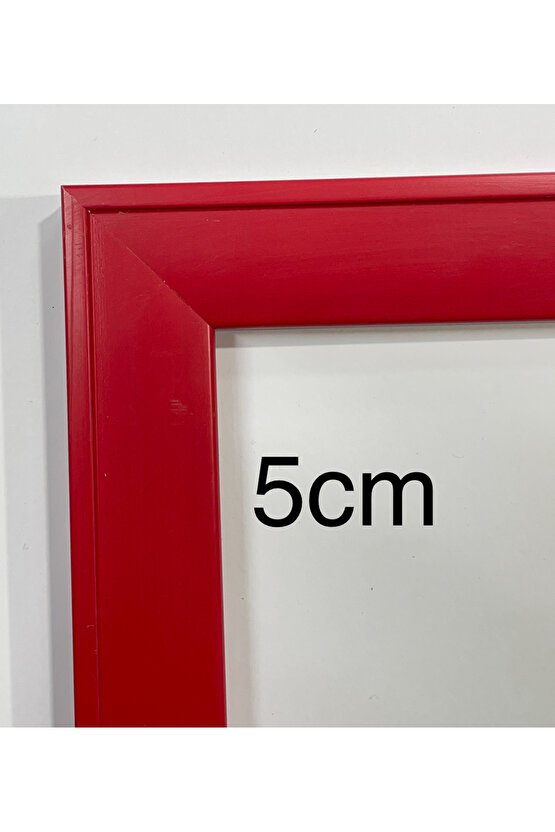 Kırmızı Çerçeveli Duvar Aynası - Dekoratif Ayna - Özel Ölçü - 5cm Çerçeve Genişliği